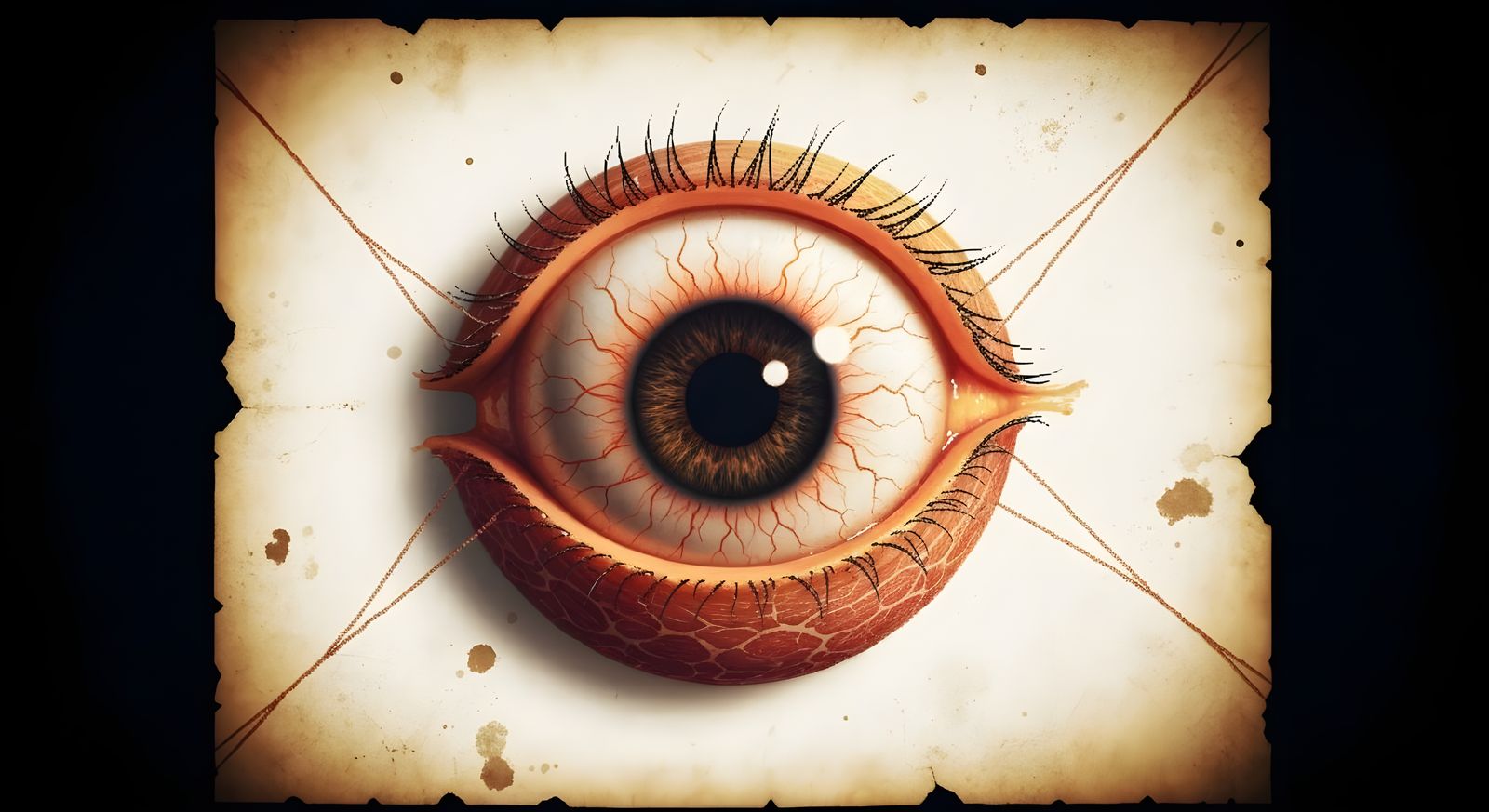 Pixel Art Eyeball Dissection with Golden Light