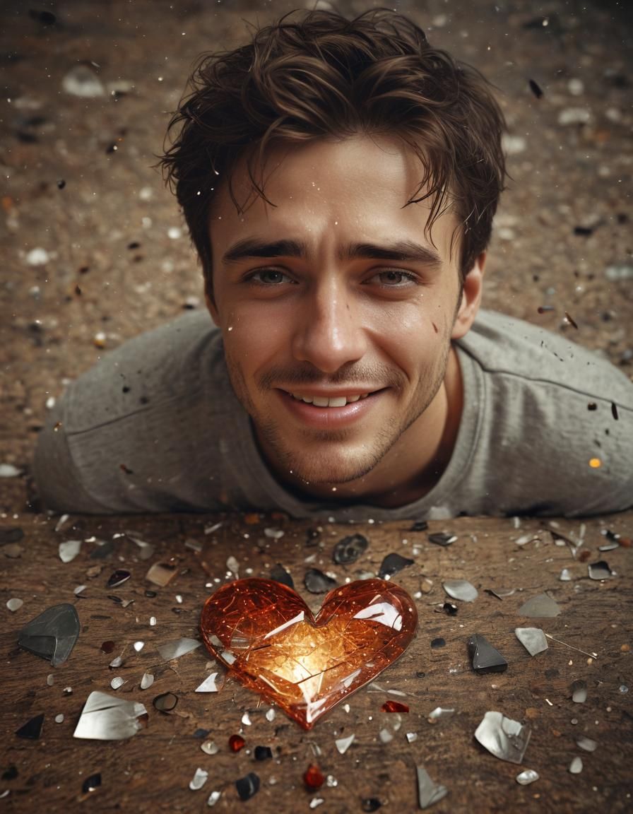 Melancholy man with tears rolling down his face,  trying to ...