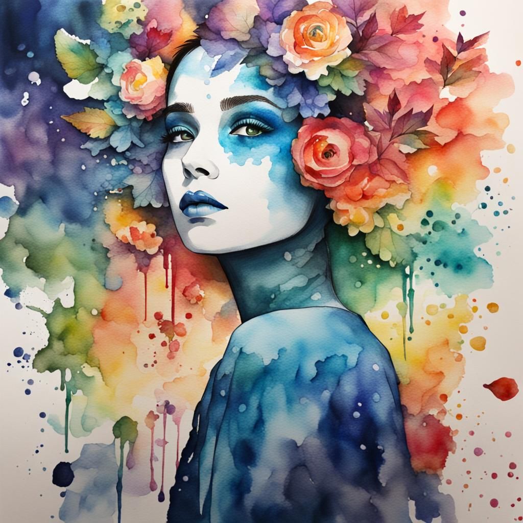 Watercolor Portrait of a Woman