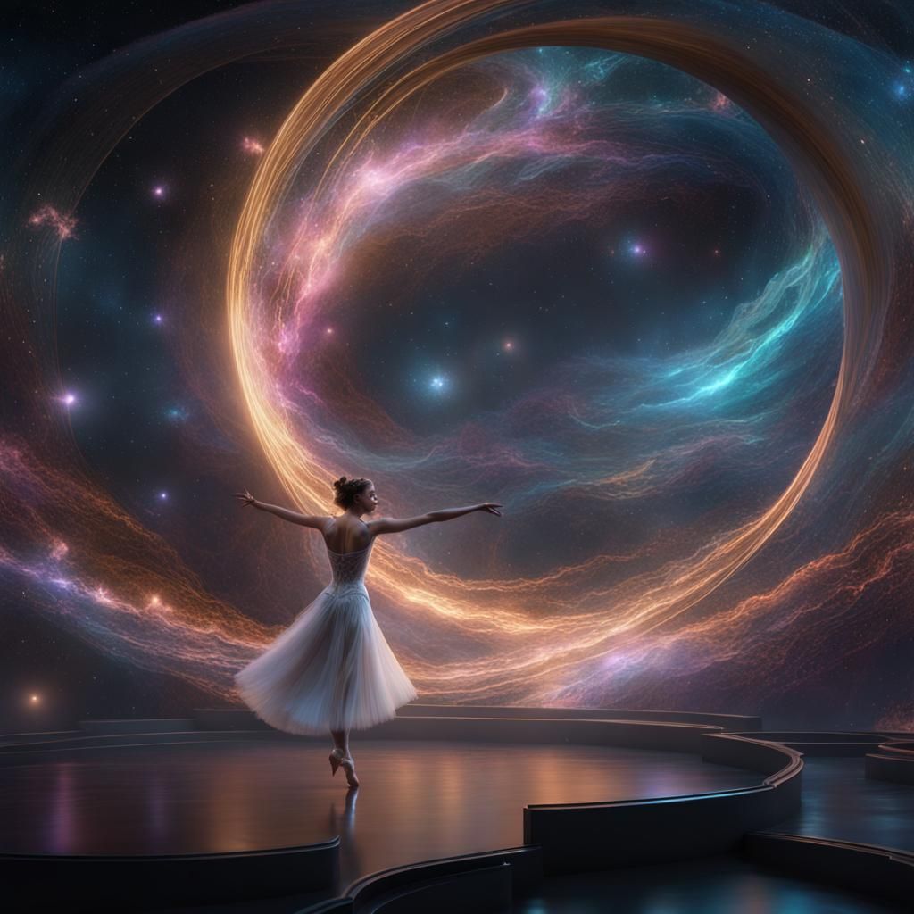 Cosmic Ballet: Galaxies Pirouette in Stardust Waltz