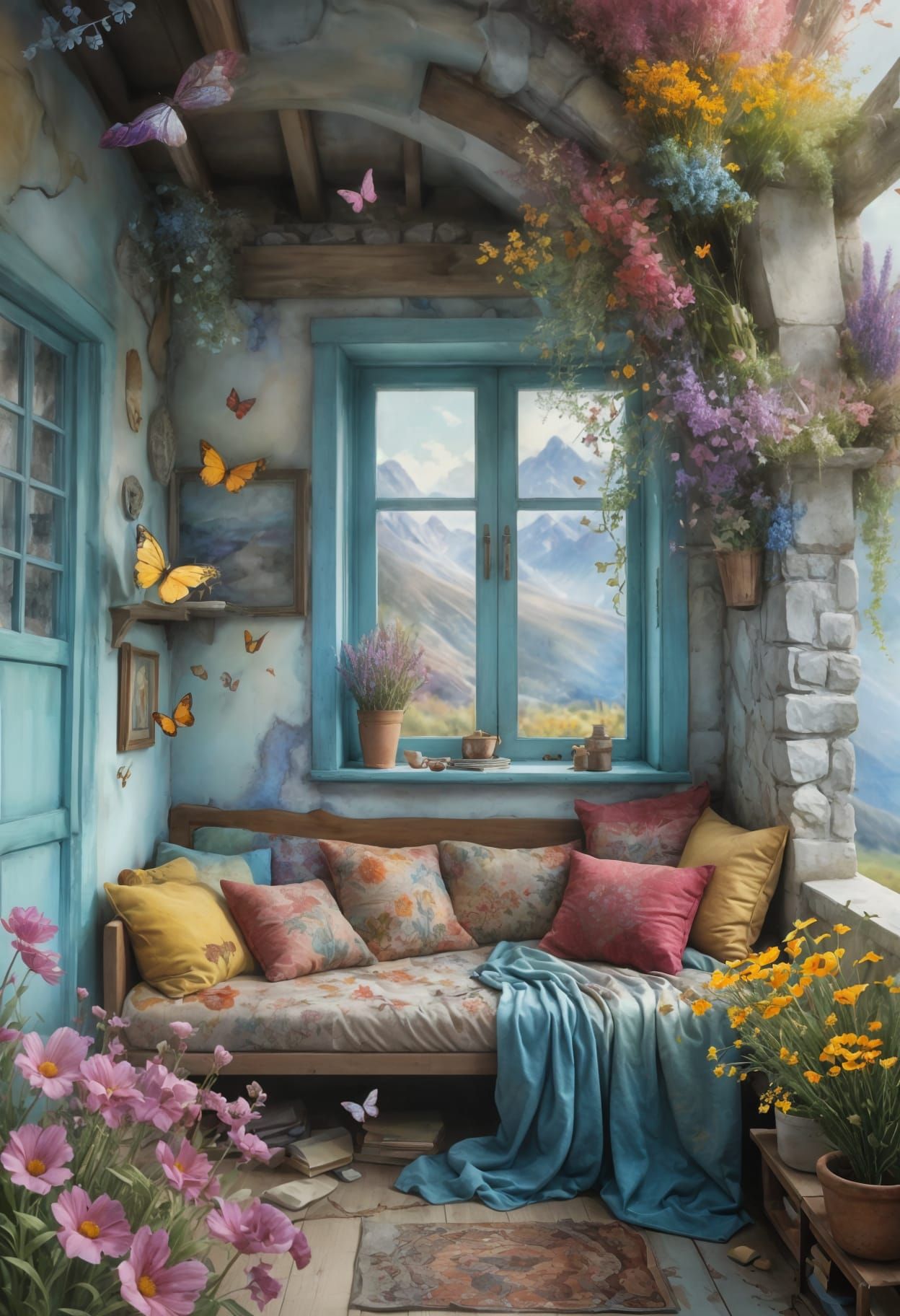 Whimsical Fantasy Watercolor Scene