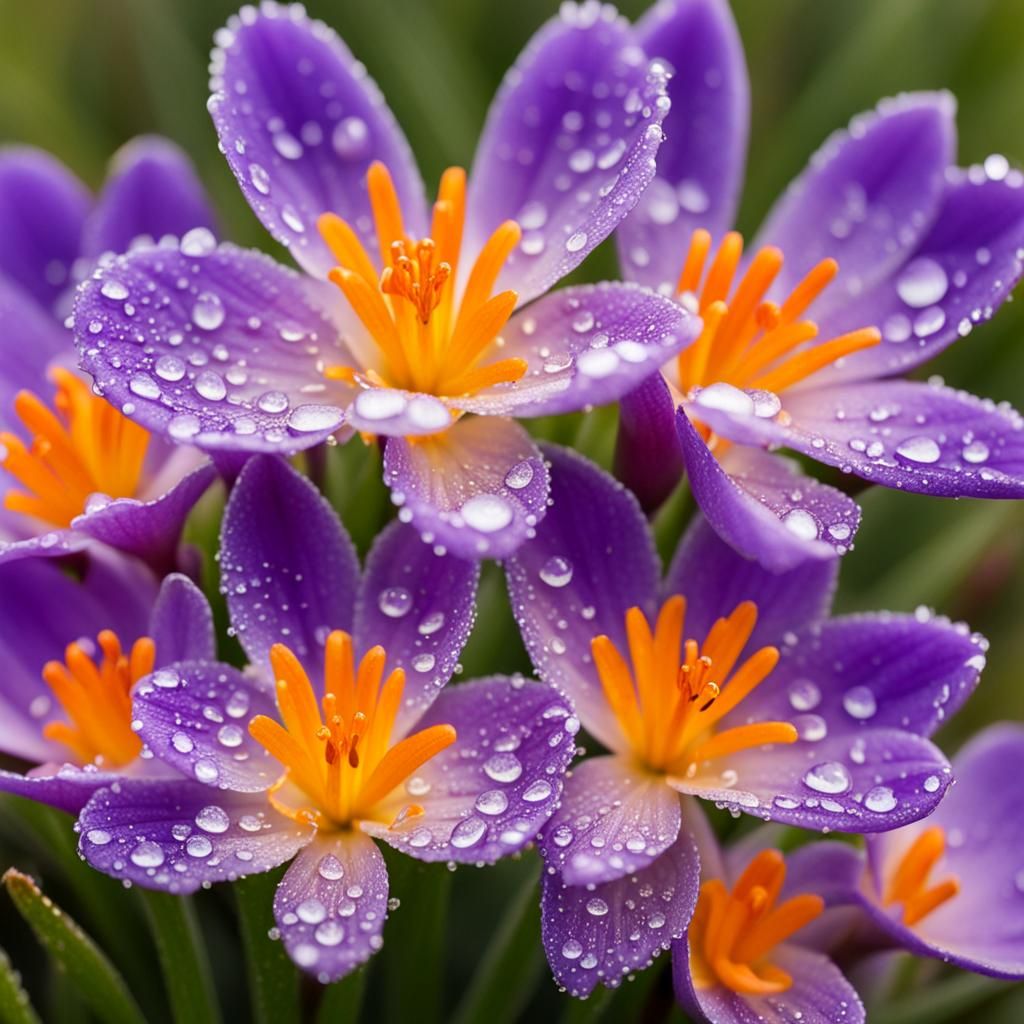 Crocus Flower Adorned with Dew Drops