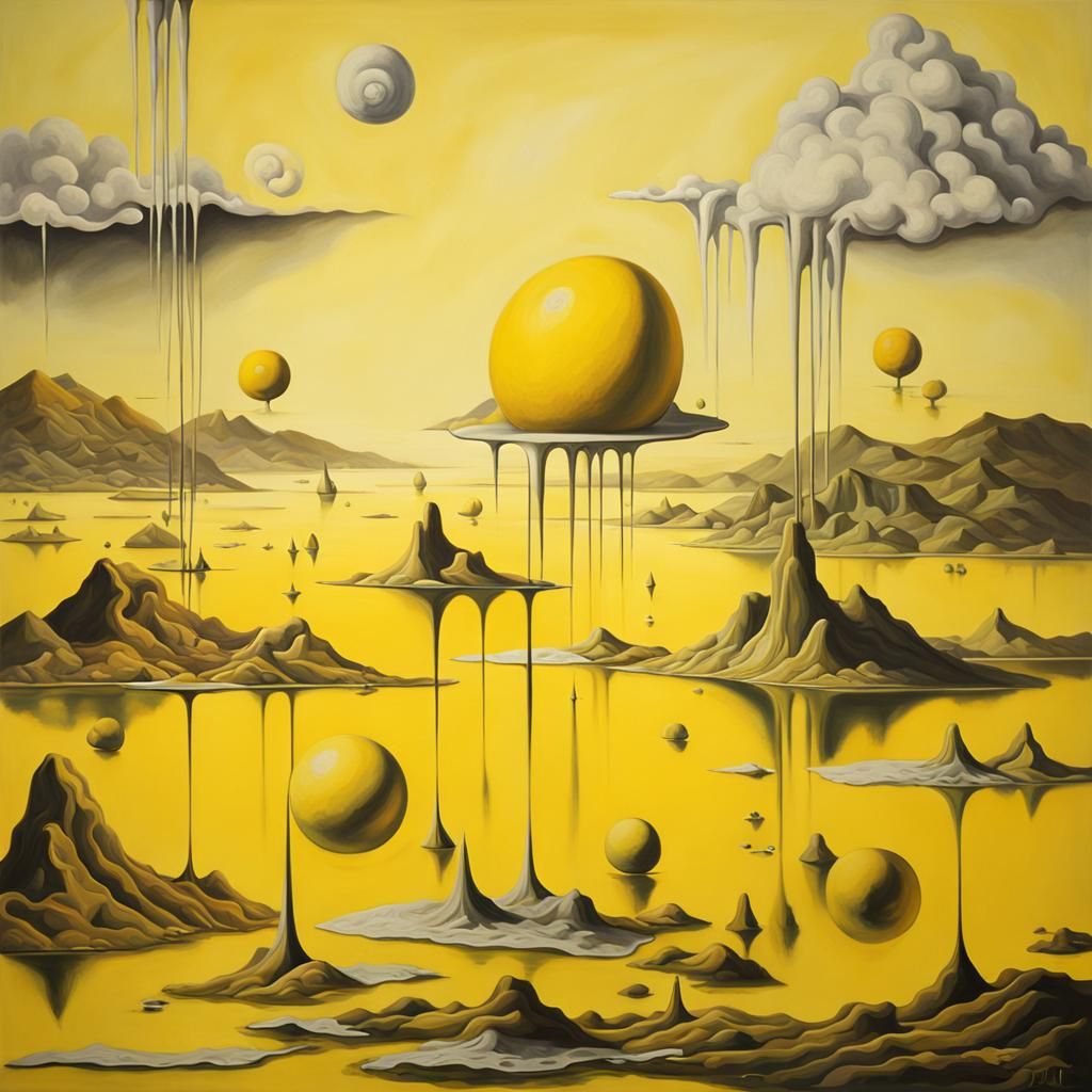 Surreal Yellow Dreamscape in Dali Style