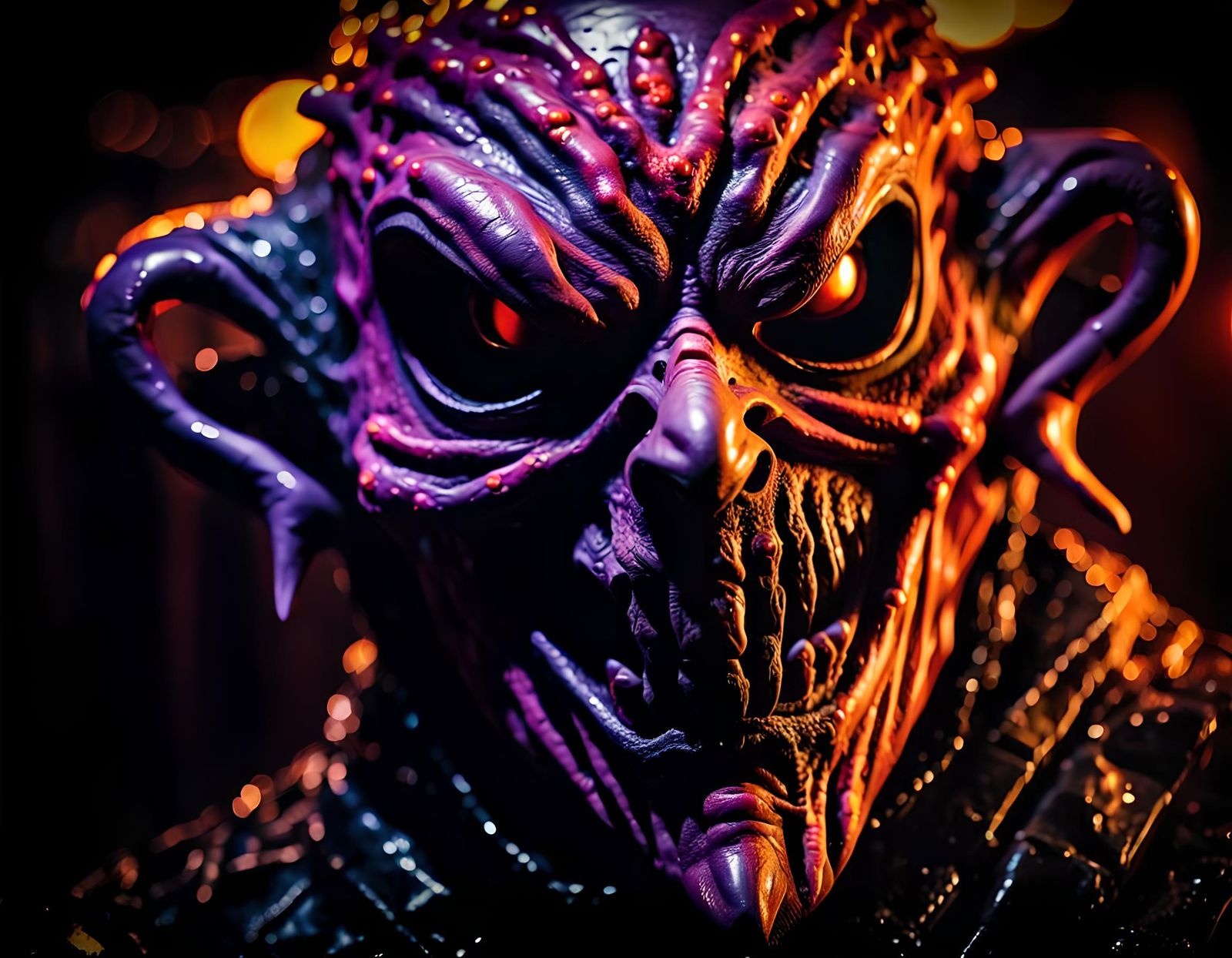 Scary Monster Halloween Mask Close-up