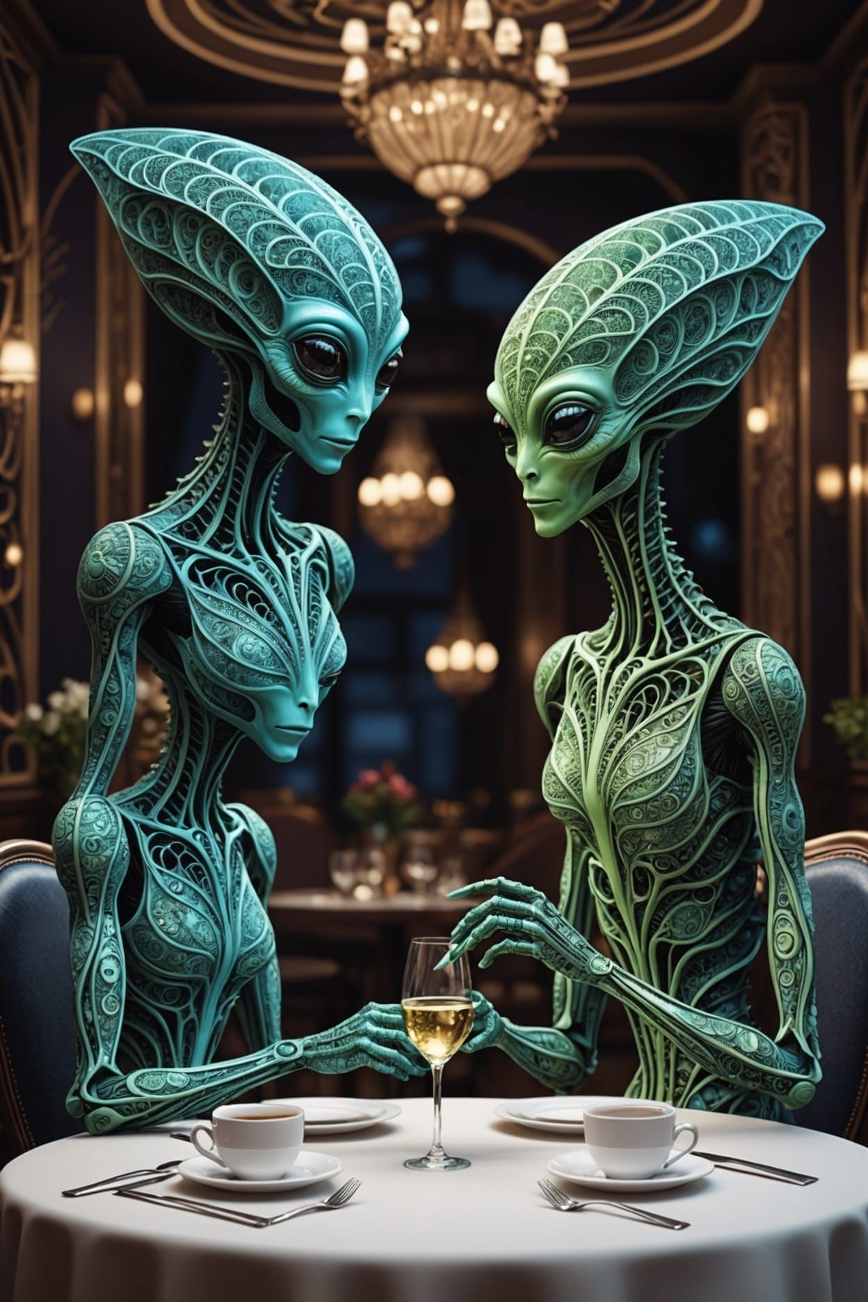 Aliens Fine Dining: Abstract Vector Fractal Art