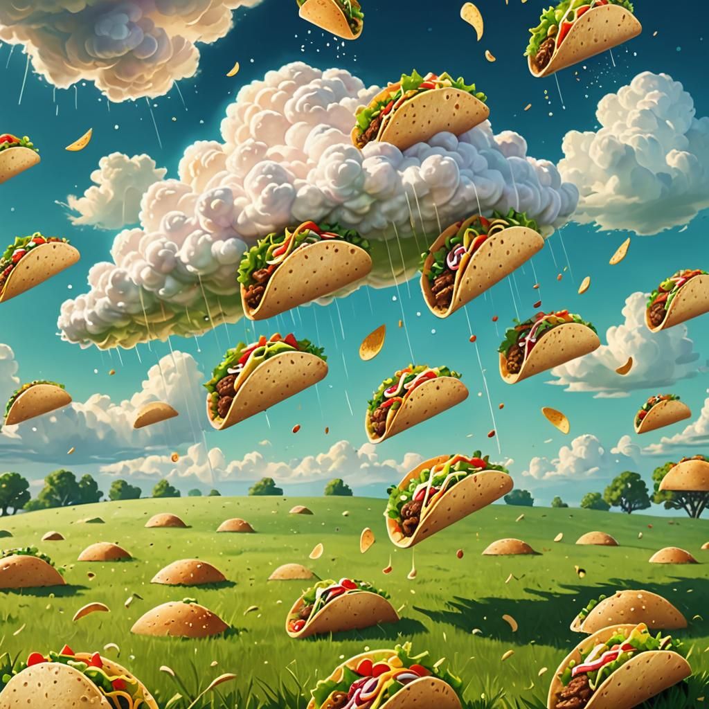 Tacos Rain: A Whimsical Surrealist Digital Painting