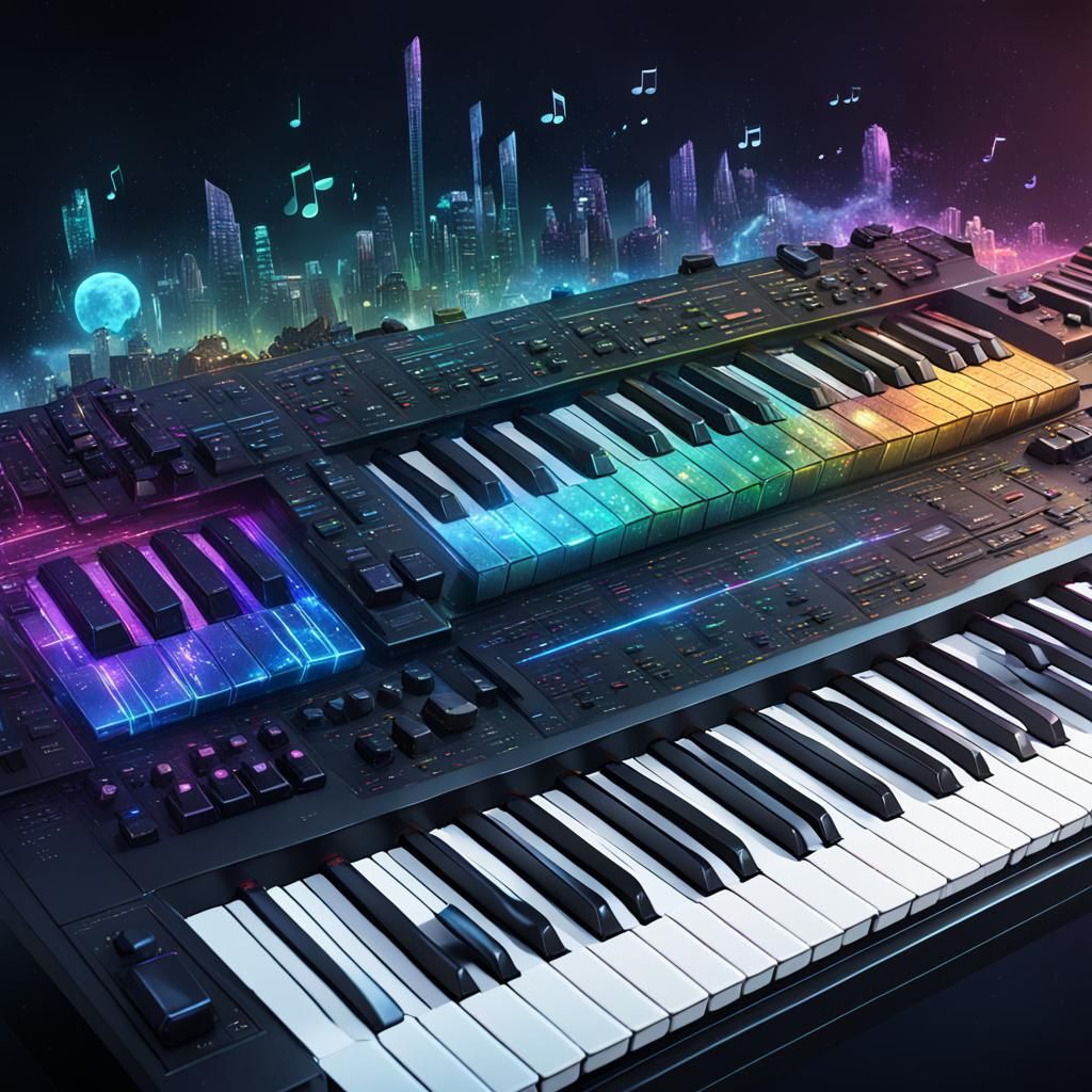 Dream Poster with Musical Keyboards, Detailed Drawing