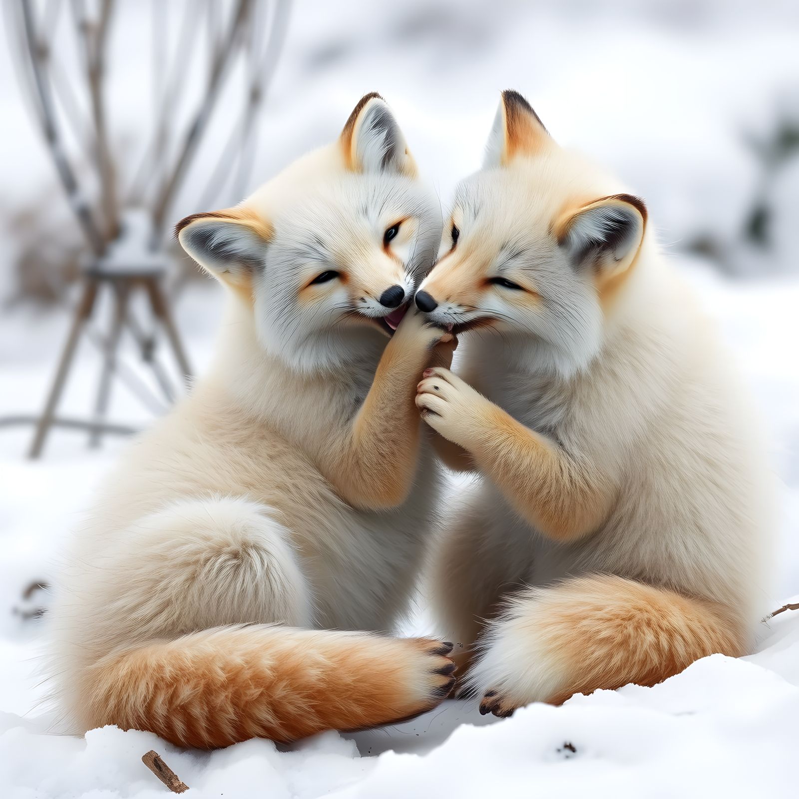 2 Arctic Foxes Playing