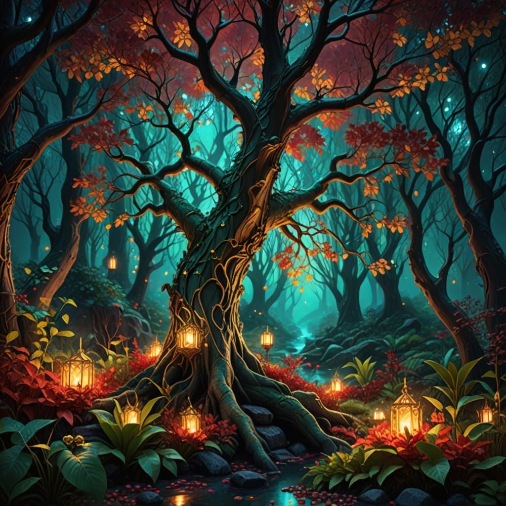 Luxurious Enchanted Forest in Hyper-Realistic Digital Art