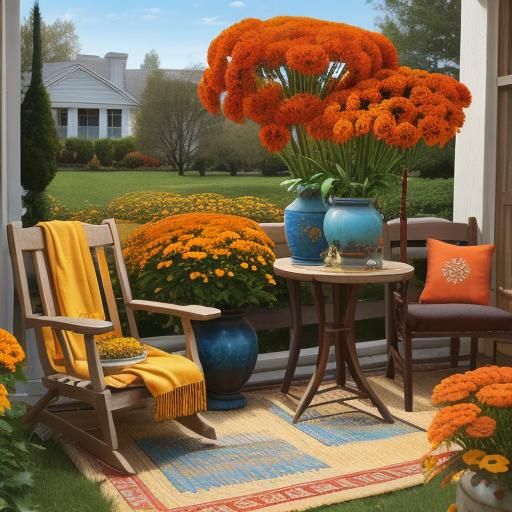 Fall Still Life with Orange Plates and Zinnias