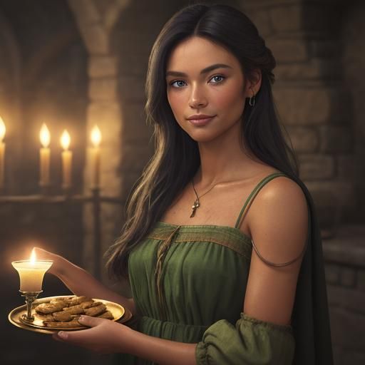 Romantic Realism Portrait of a Young Maiden in a Tavern