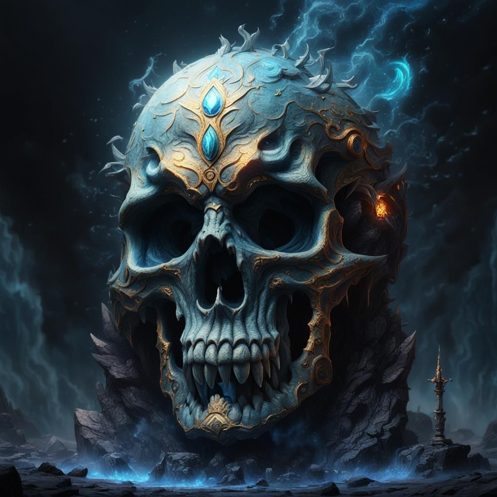 Mage Conjuring Blue Haze in Fantasy Concept Art