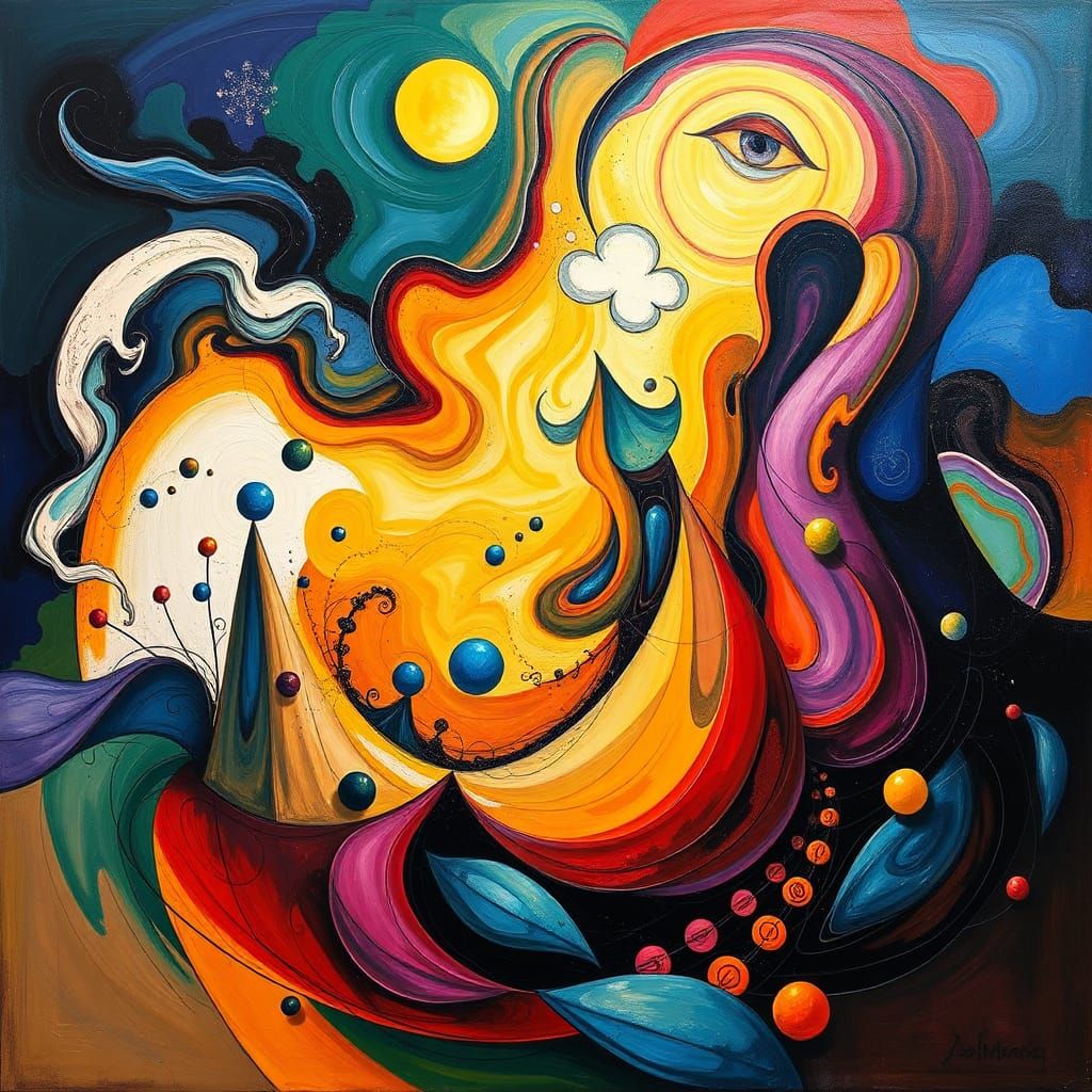 Dynamic Abstract Surrealist Artwork in Vibrant Colors
