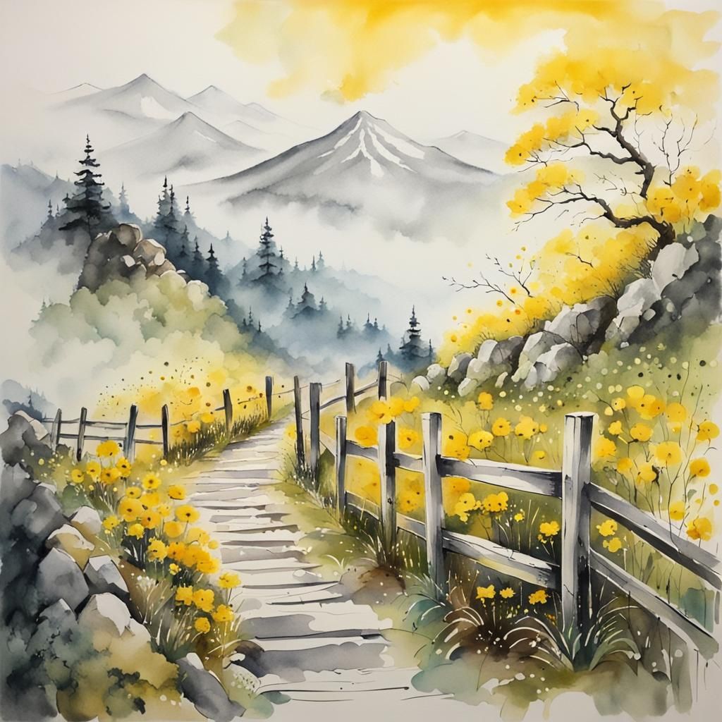 Scenic Mountain Path Descending into Fog