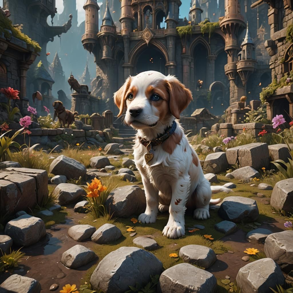 Detailed Matte Painting of a Puppy