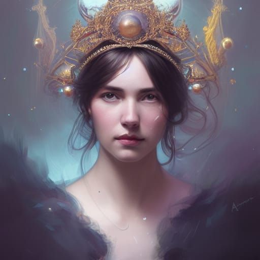 Planetary Crown Portrait in Hyperdetailed Style