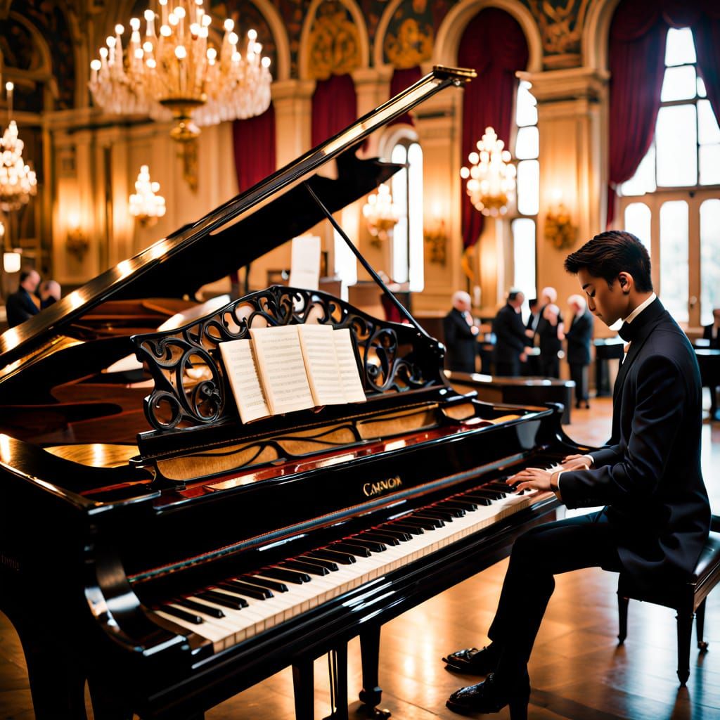 Virtuosic Piano Performance in Elegant 19th Century Style