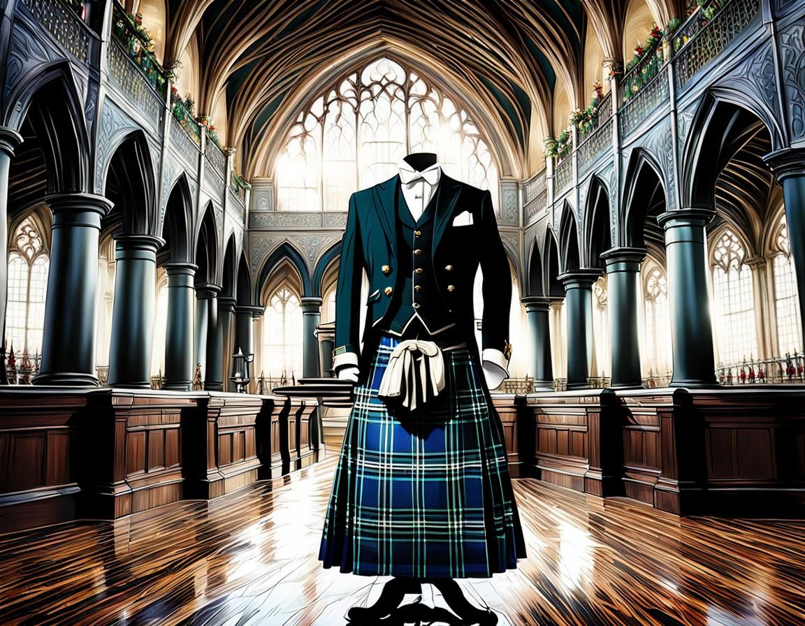 Traditional Irish Men's Layered Design Tartan Skirt Wedding Set