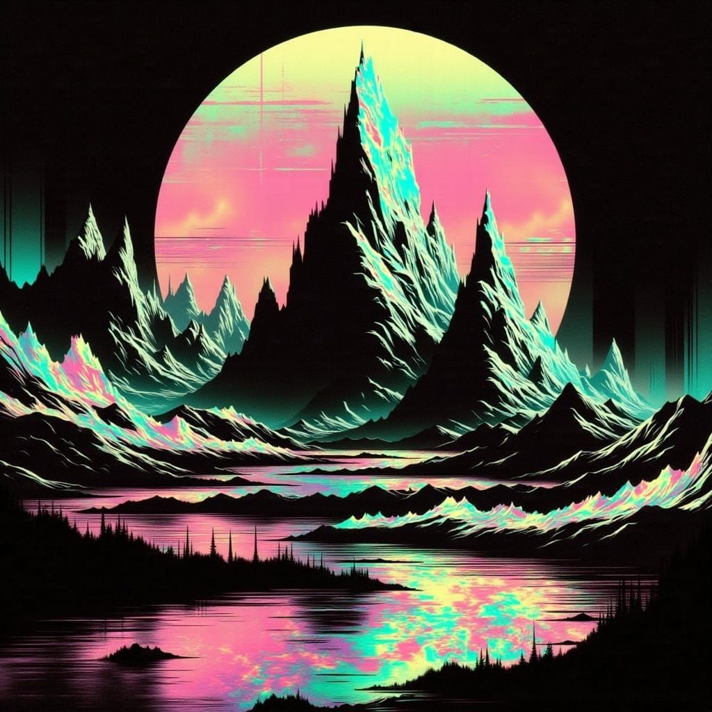 Cosmic Dreamscape in Retrofuturistic Hues