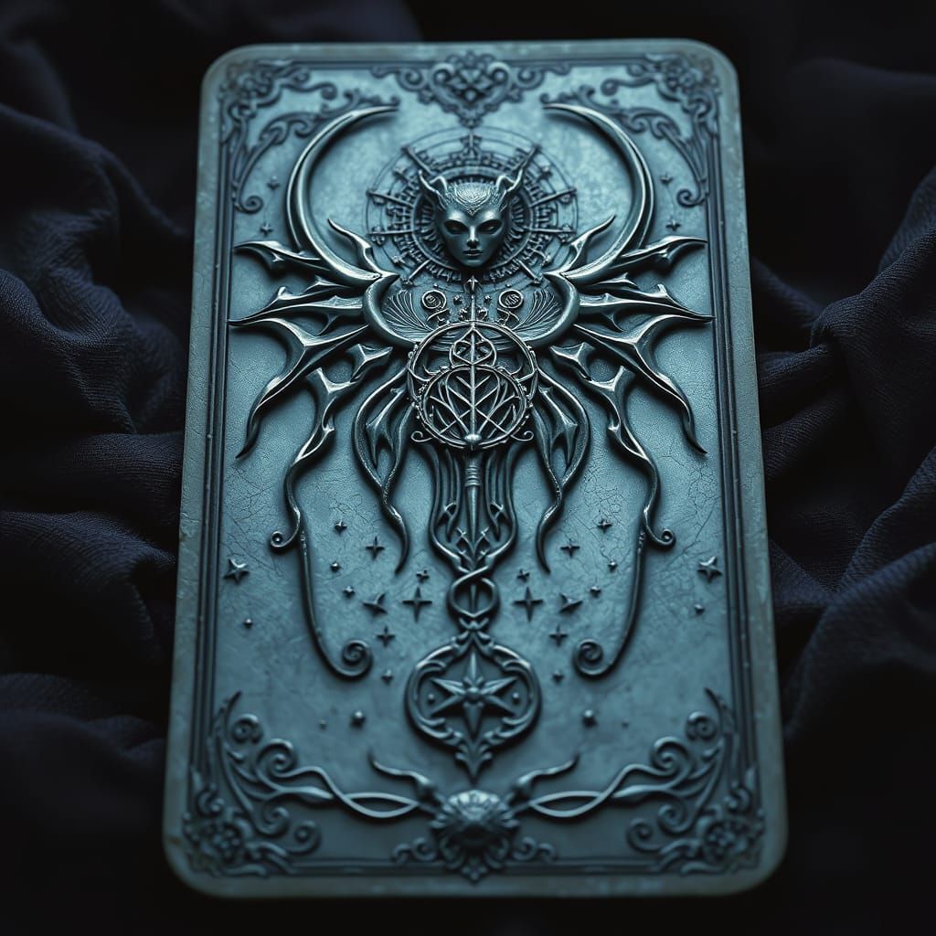 Surreal Dark Fantasy Tarot Card with Gothic Details