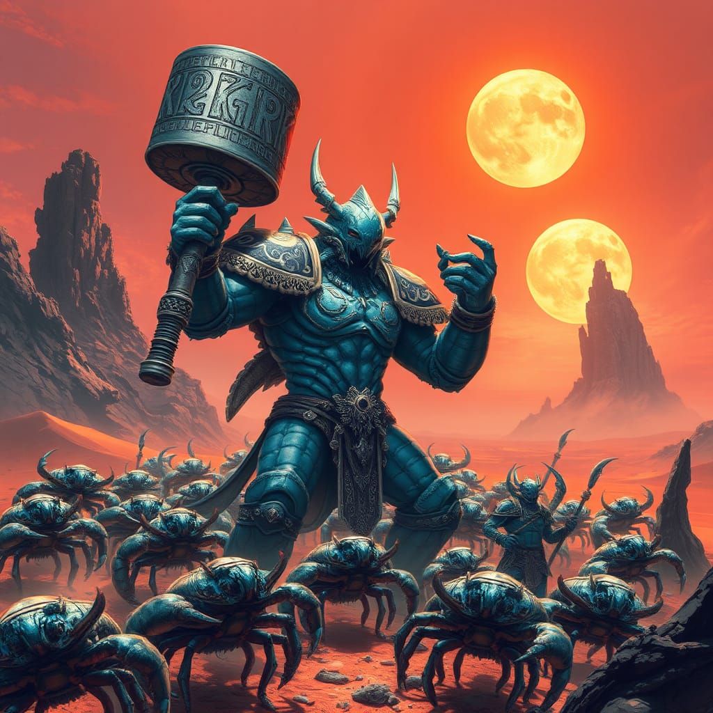 Crustacean General Leading Crab Army on Alien World