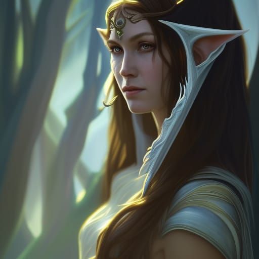 Fantasy Elf Druid in High Gothic Style