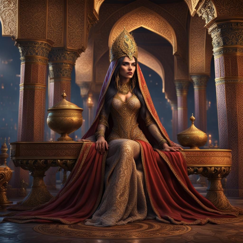 AI Empress of Old Persia: Detailed Fantasy Art