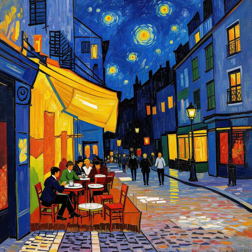 Cafe Terrace at Night: A Van Gogh Inspired Painting