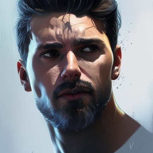 Luís Vigário Portrait in Hyperdetailed Style