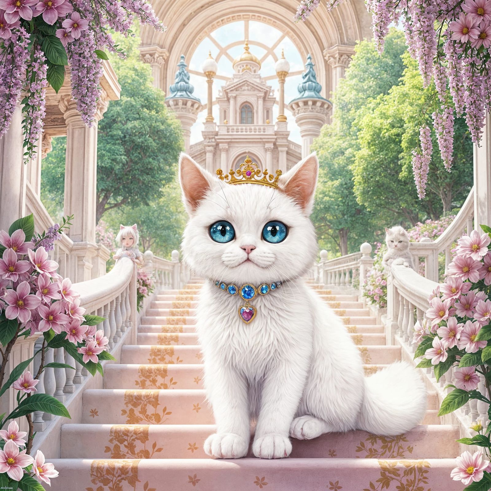 Majestic Cat Reigns Over Royal Palace Garden