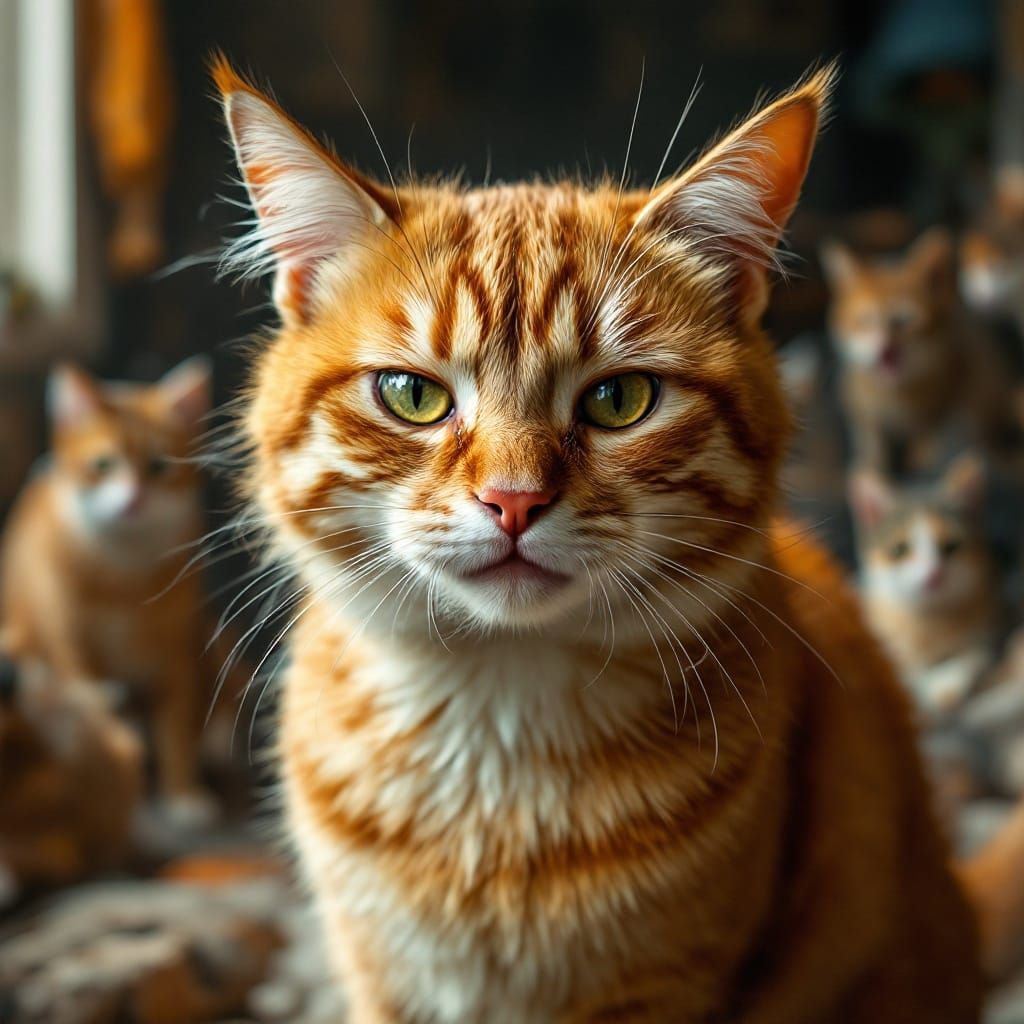 Frustrated Orange Tabby Surrounded by Chaos