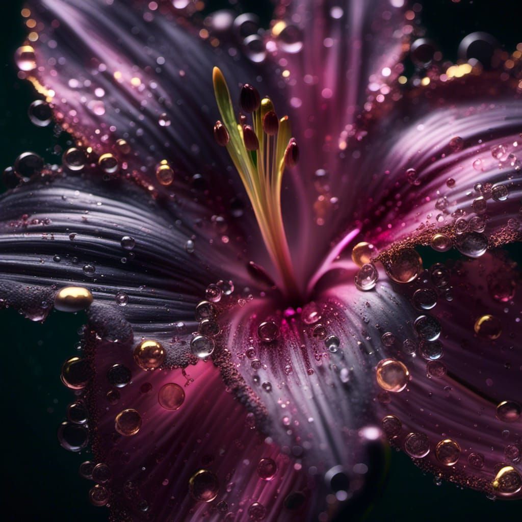 Bioluminescent Glass Lily with Pink and Gold