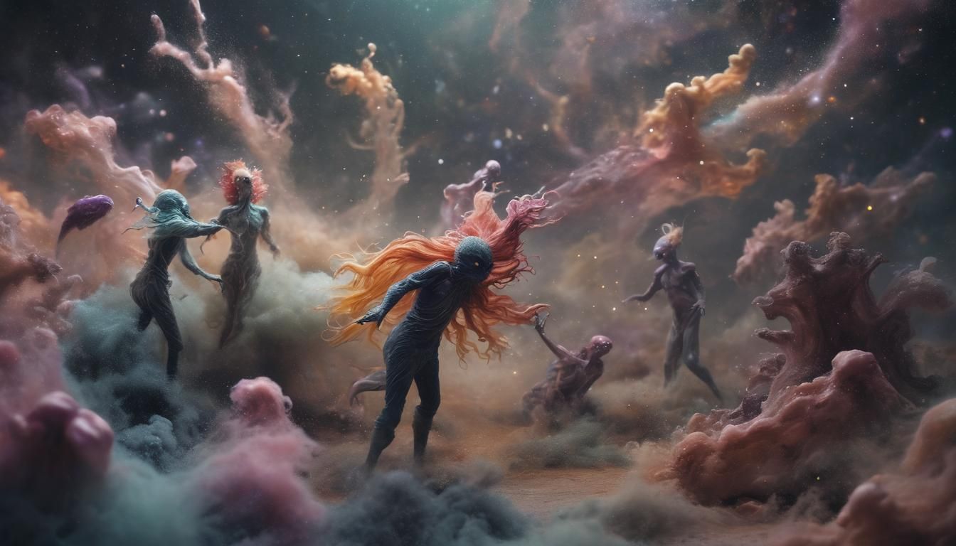 Surreal Galactic Dust Swirl with Plasma Waves