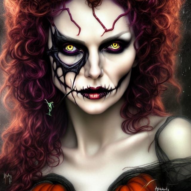 Halloween, photorealistic portrait of a witch, natural photo