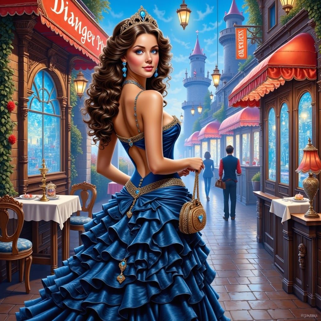 Cyberpunk Princess in Neon Marketplace