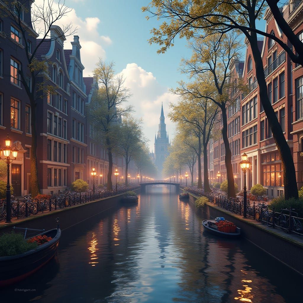 Magical Amsterdam Fantasy World in Vibrant NFT Style