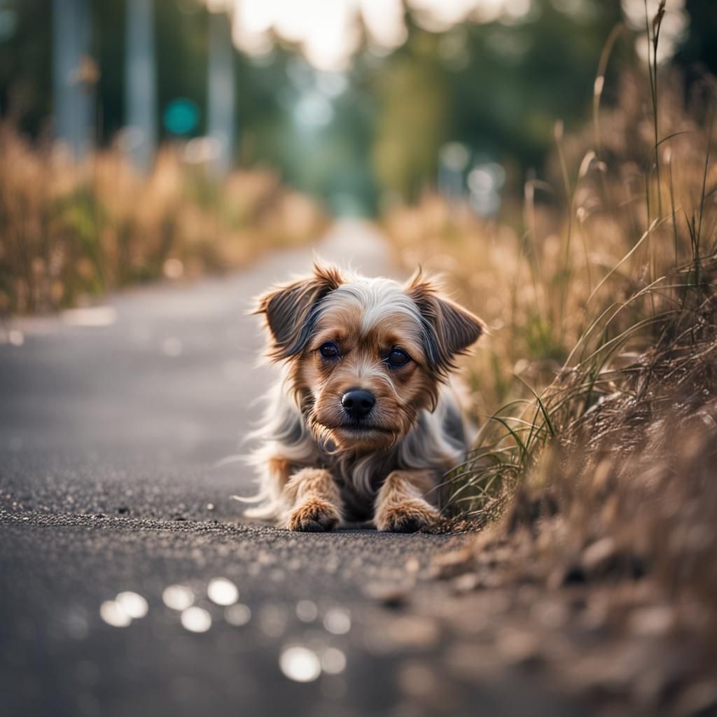 Sad Little Dog Portrait in Natural Light