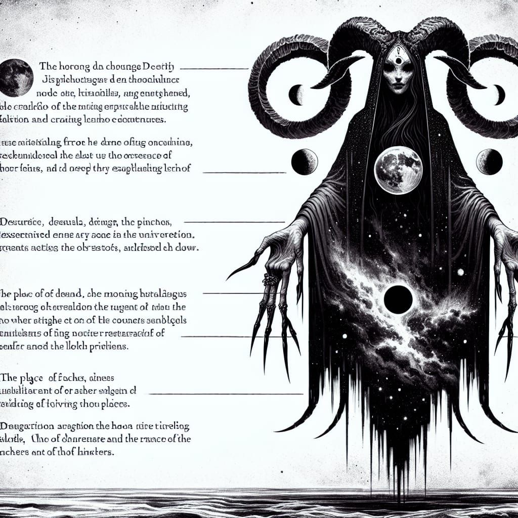 Cosmic Horned Deity in Surreal Mystical Style