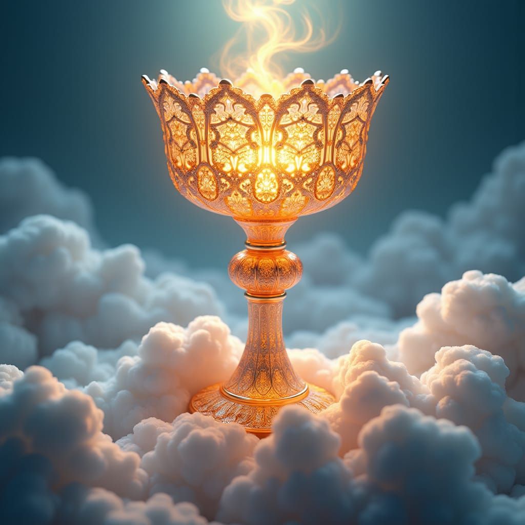 Crystal Ace of Cups in Baroque Filigree, 3D Render
