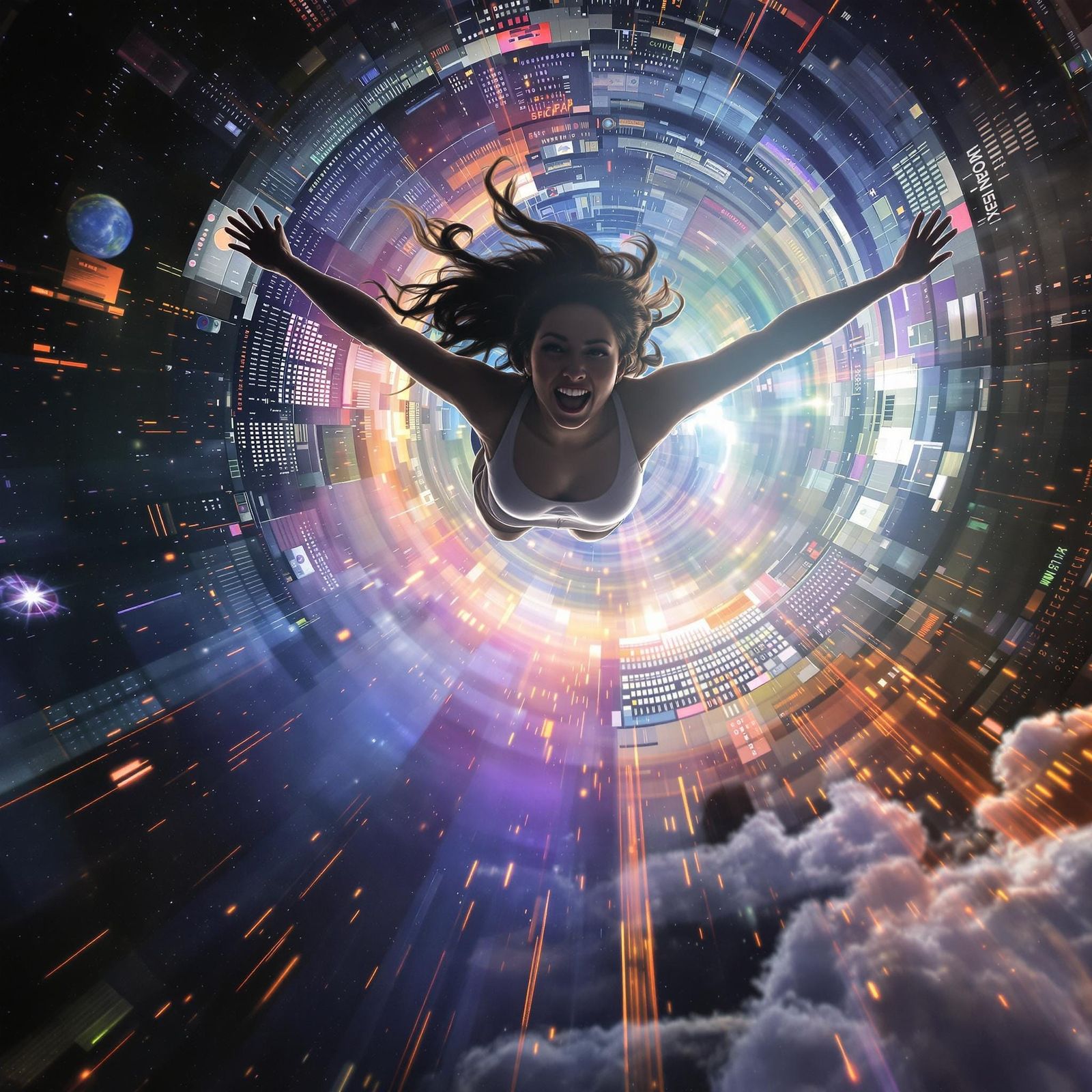 Woman in Ethereal Flight