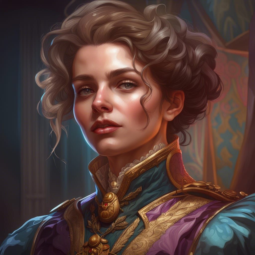 Elizabethan Officer Portrait in Art Nouveau Style