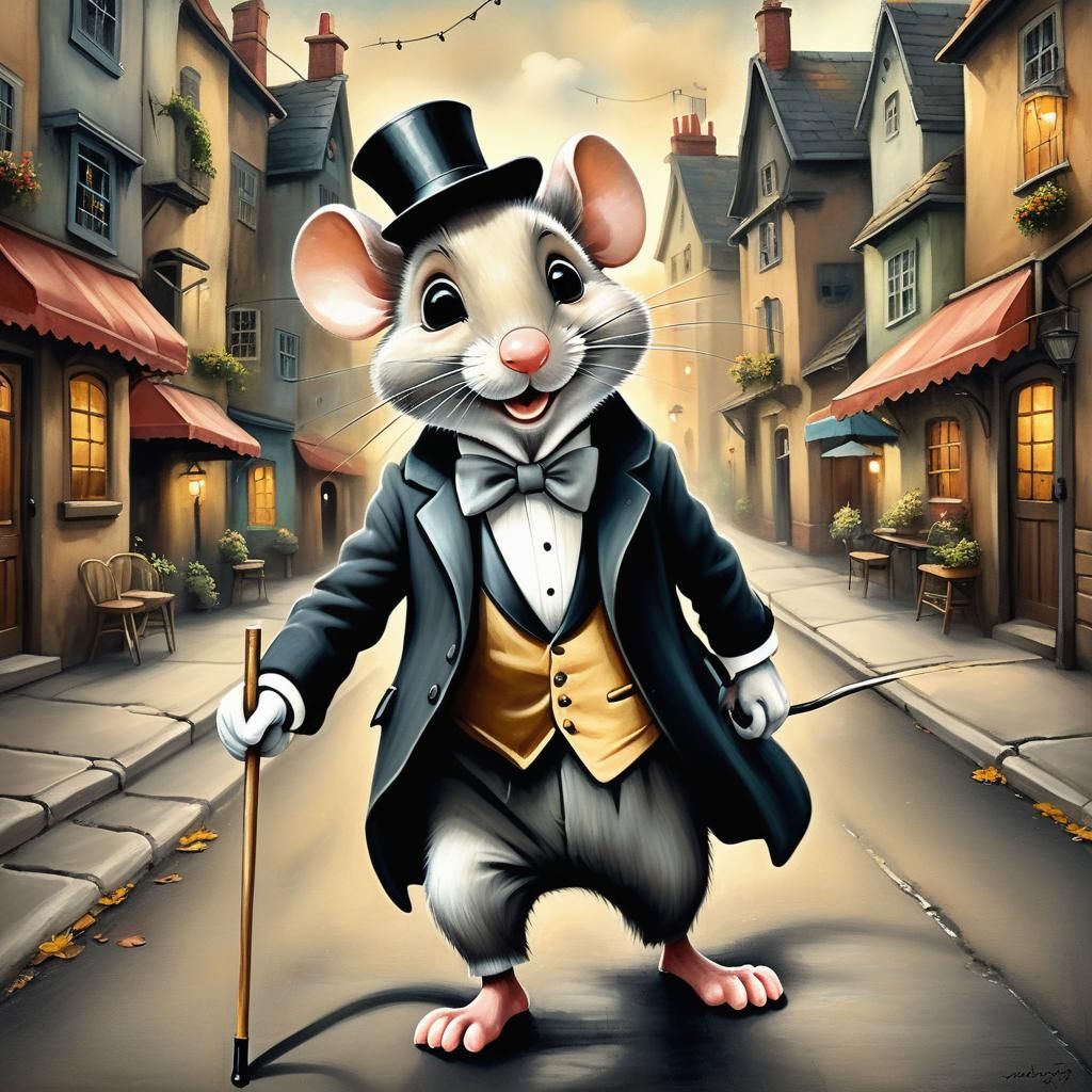 Gentleman Mouse in Cartoonish Realism Style