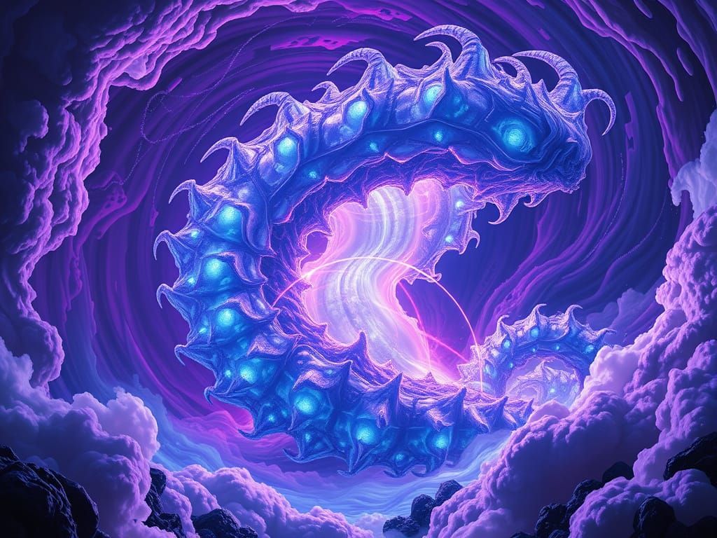 Ethereal Creature Emerges from Cosmic Vortex