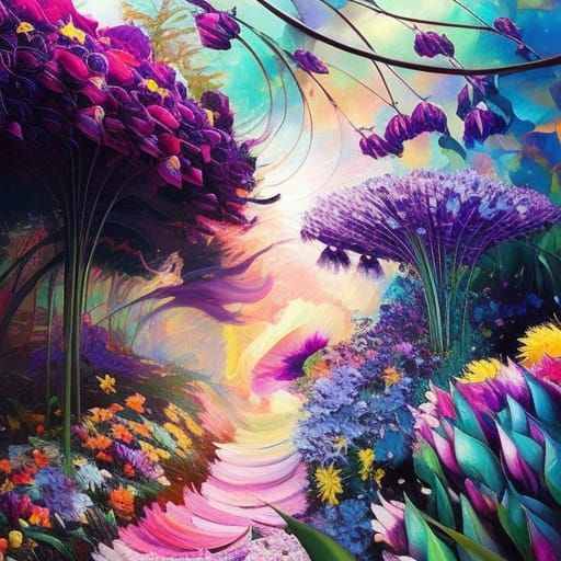 Surreal Flower World in Vivid Colors
