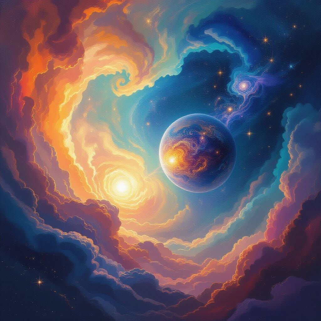 Cosmic Entity in Impressionistic Nebula