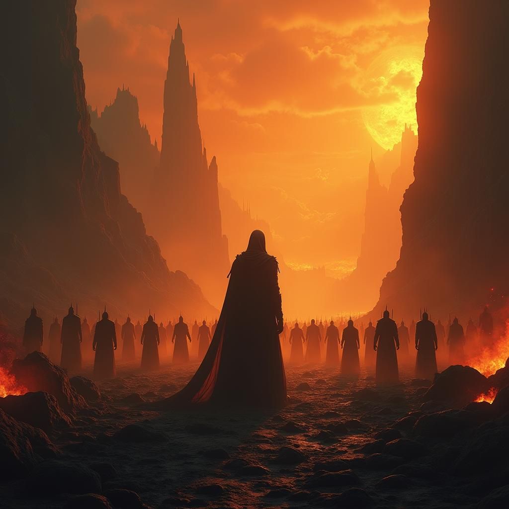 Sauron Leads His Army in Mordor