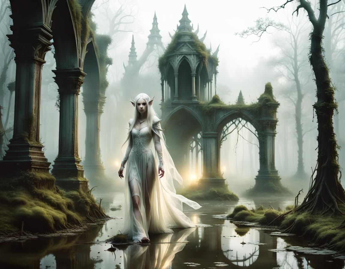 Ethereal Elf in Ancient Ruins