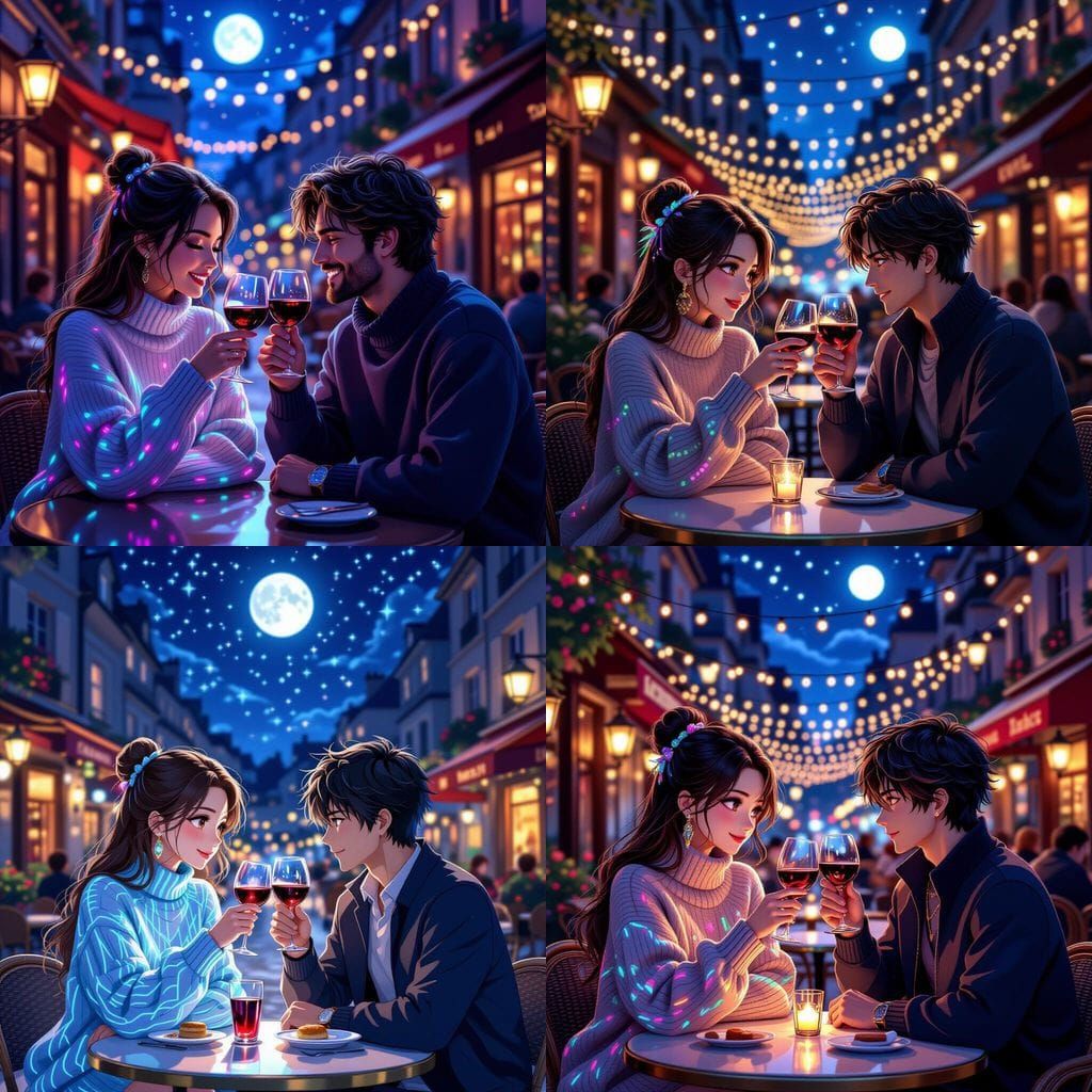 Romantic Alien Date Night in Paris, Anime Style