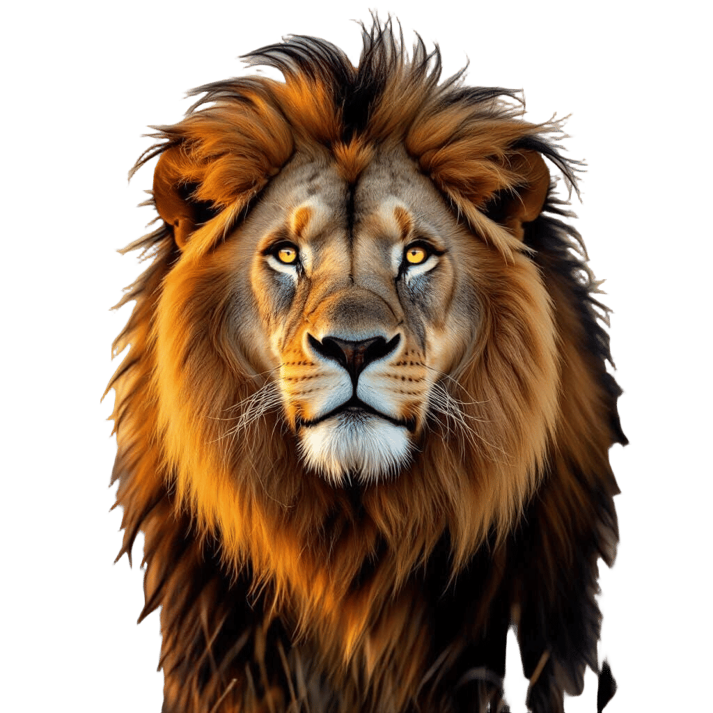 Majestic White Lion in Golden Sunset Light