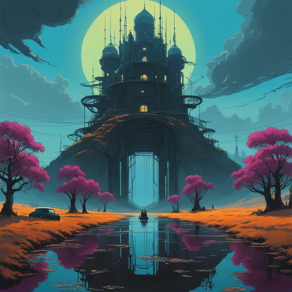 Ethereal Catwillows Under Celestial Neon Glow